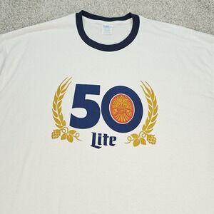 Rare Miller Lite 50th Anniversary Promo T-Shirt Mens‎ Size 2XL White NWOT